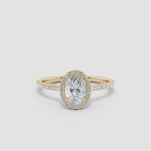 Prong-Set Oval Lab-Grown Diamond Halo Ring with Accents