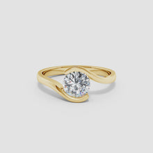 Lab-Grown Semi Bezel-Set Solitaire Round Diamond Bypass Ring