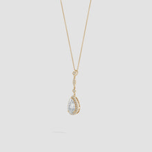 Prong-Set Lab-Grown Diamond Teardrop Halo Pendant with Accents