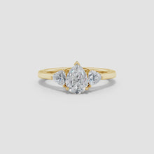 Lab-Grown Pear and Trillion Diamond Three Stone Reverse Tapered Shank Engagement Ring