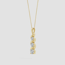 Lab-Grown Channel-Set Round Diamond Three Stone Journey Pendant