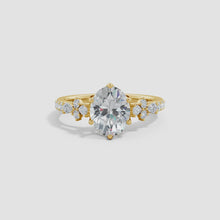 Lab-Grown Oval Diamond Side Stone Engagement Ring with Accents