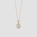 Load and play video in Gallery viewer, Lab-Grown Round Diamond Dangle Pendant with Halo
