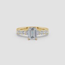 Lab-Grown Solitaire Emerald-Cut Diamond Graduated Engagement Ring