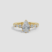 Lab-Grown Classic Pear Shape Diamond Side Stone Engagement Ring