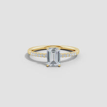 Lab-Grown Emerald-Cut Diamond Engagement Ring with Lab Diamond Accents