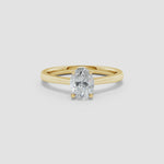 Load and play video in Gallery viewer, Lab-Grown Oval Diamond Solitaire Knife Edge Setting Engagement Ring
