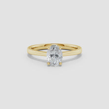 Lab-Grown Oval Diamond Solitaire Knife Edge Setting Engagement Ring