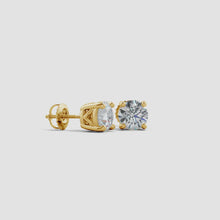 Lab-Grown Vintage Style Round Diamond Solitaire Stud Earrings