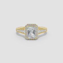 Lab-Grown Radiant-Cut Diamond Halo Engagement Ring with Milgrain