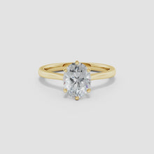 Six Prong Oval Lab-Grown Diamond Reverse Tapered Setting Cathedral Engagement Ring