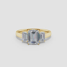 Lab-Grown Emerald-Cut Diamond Three Stone Ring