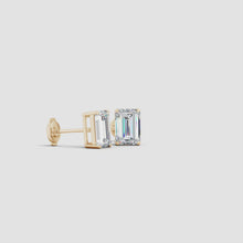 Lab-Grown Prong-Set Emerald-Cut Diamond Solitaire Stud Earrings