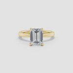 Load and play video in Gallery viewer, Lab-Grown Emerald Cut Diamond Reverse Tapered Setting Solitaire Engagement Ring
