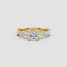 Lab-Grown Peg Head Princess-Cut Diamond Twist Shank Engagement Ring