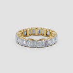 Load and play video in Gallery viewer, Lab-Grown Prong-Set Emerald-Cut Diamond Eternity Wedding Ring
