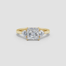 IGI Certified Lab-Grown Princess-Cut and Trillion Diamond Three Stone Reverse Tapered Shank Engagement Ring