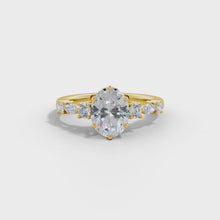 Lab-Grown Classic Oval Diamond Side Stone Engagement Ring