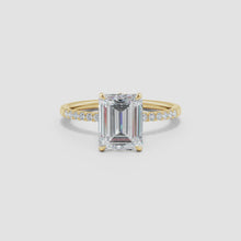 Lab-Grown Emerald-Cut Diamond Hidden Halo Engagement Ring