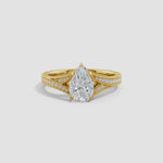 Load and play video in Gallery viewer, Lab-Grown Vintage Inspired Pear Diamond Split Shank Engagement Ring
