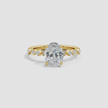 Oval Lab-Grown Diamond Engagement Ring with Marquise Motifs