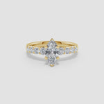 Load and play video in Gallery viewer, Lab-Grown Solitaire Marquise Diamond Graduated Engagement Ring
