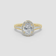 Lab-Grown Oval Diamond Halo Engagement Ring with Milgrain