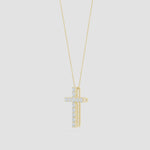 Load and play video in Gallery viewer, Lab-Grown Classic Shared Prong-Set Diamond Cross Pendant
