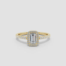 Prong-Set Emerald-Cut Lab-Grown Diamond Halo Ring