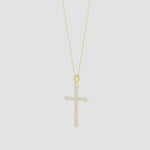 Load and play video in Gallery viewer, Lab-Grown Floating Round Diamond Dotted Cross Pendant
