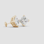 Load and play video in Gallery viewer, V-Prong Set Princess-Cut Lab-Grown Diamond Stud Earrings
