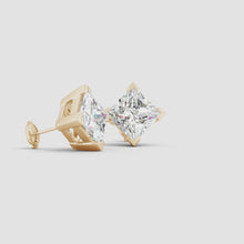 V-Prong Set Princess-Cut Lab-Grown Diamond Stud Earrings