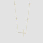 Load and play video in Gallery viewer, Lab-Grown Diamond Sideways Cross Station Necklace
