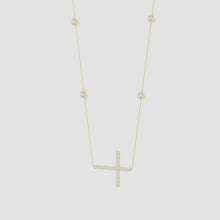 Lab-Grown Diamond Sideways Cross Station Necklace