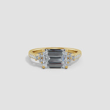Lab-Grown East-West Emerald-Cut Diamond Side Stone Engagement Ring