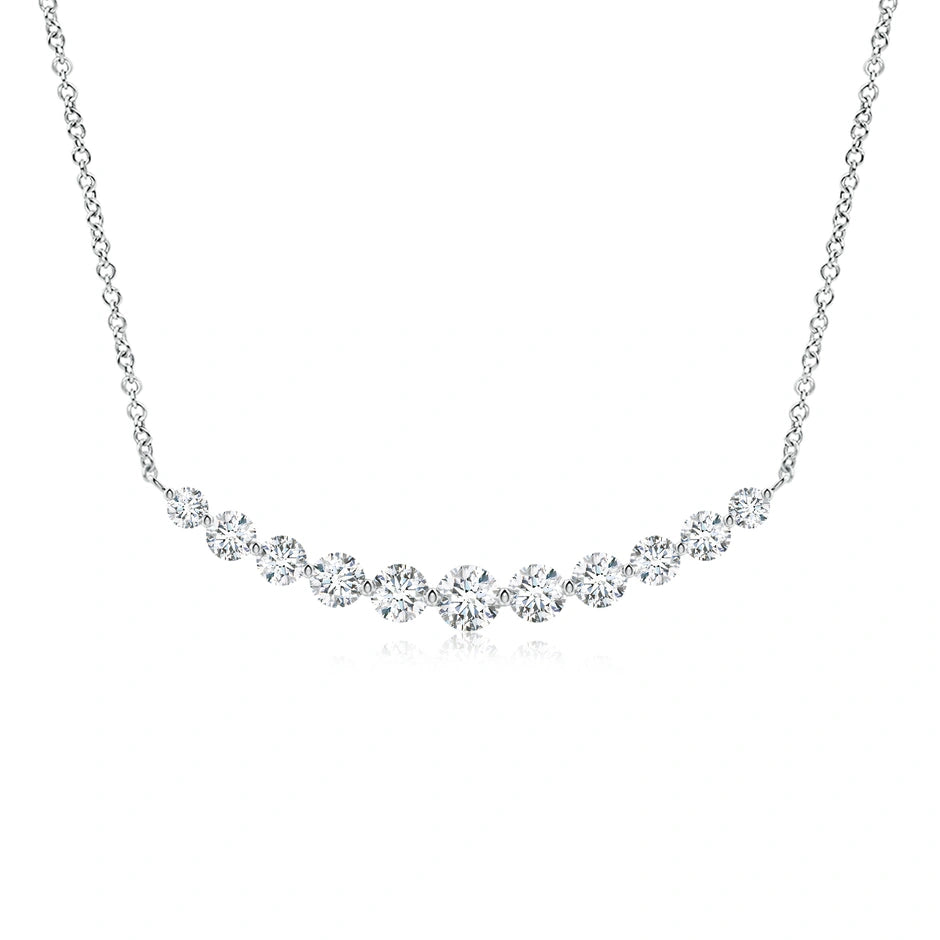 Lab-Grown Contemporary Round Diamond Journey Pendant Necklace