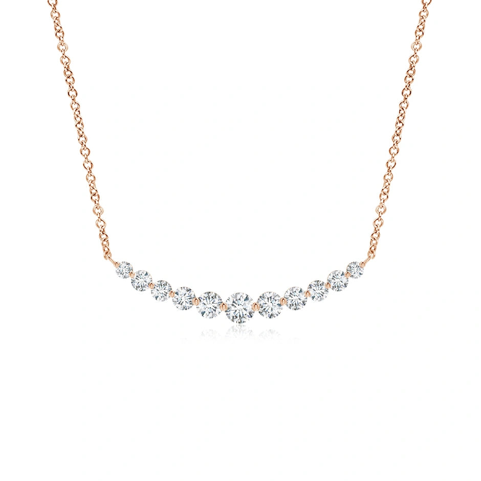 Lab-Grown Contemporary Round Diamond Journey Pendant Necklace